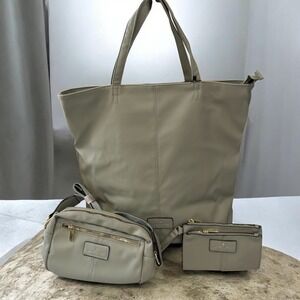 London Fog Sage Tote Crossbody Wallet Set Designer Work Travel Handbag Large Bag